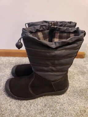 Women's 10, Sporto Dark Brown Tall Quilted/ Suede Winter Boots